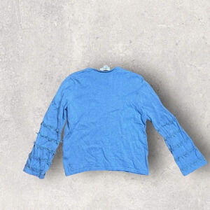 Vineyard Vines Women’s Tiered Fringe Sleeve Sweater Blue Size Small EUC